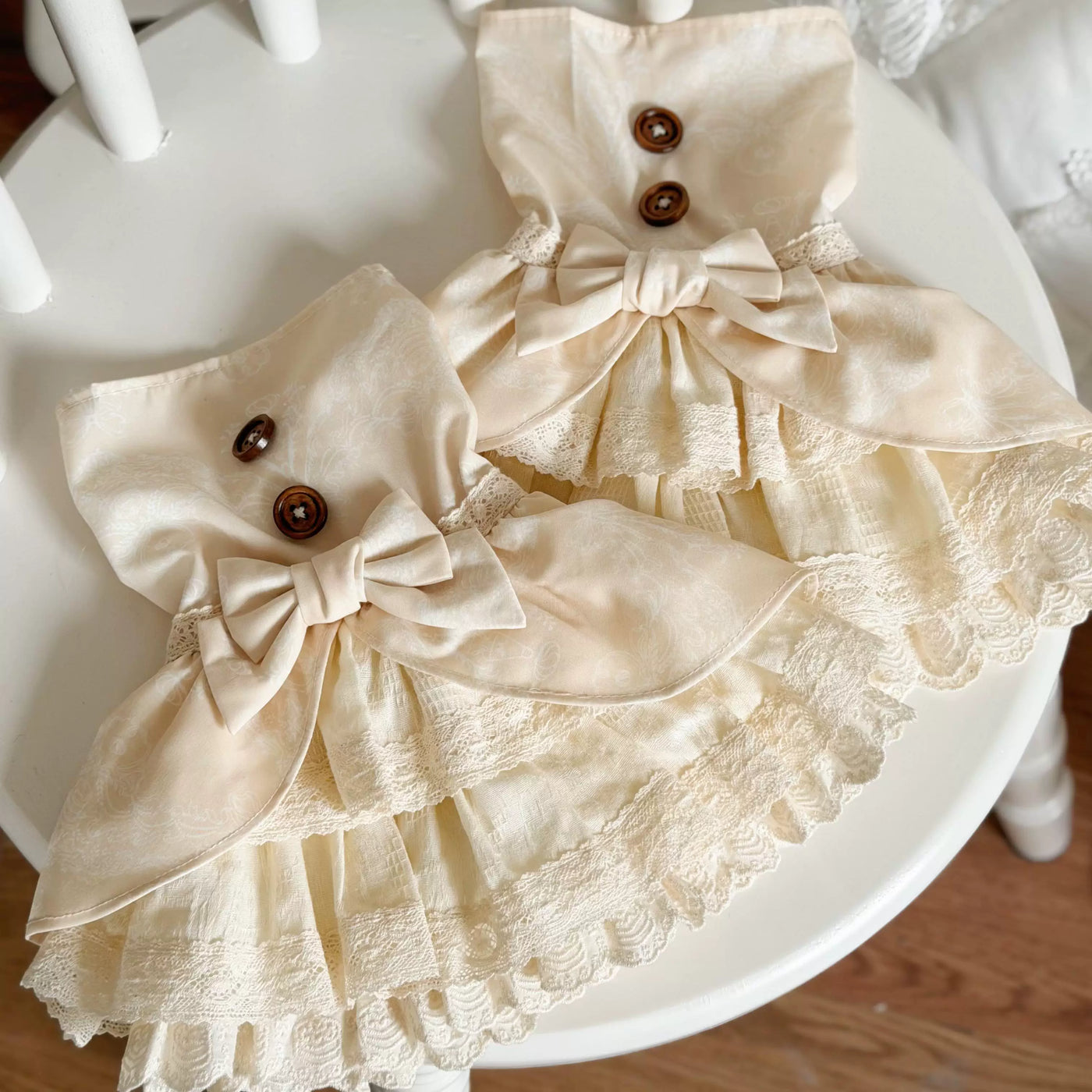DayRabbit - Muffin Postman - Blue or Beige OP and Pinafore Dresses with Detachable Bows