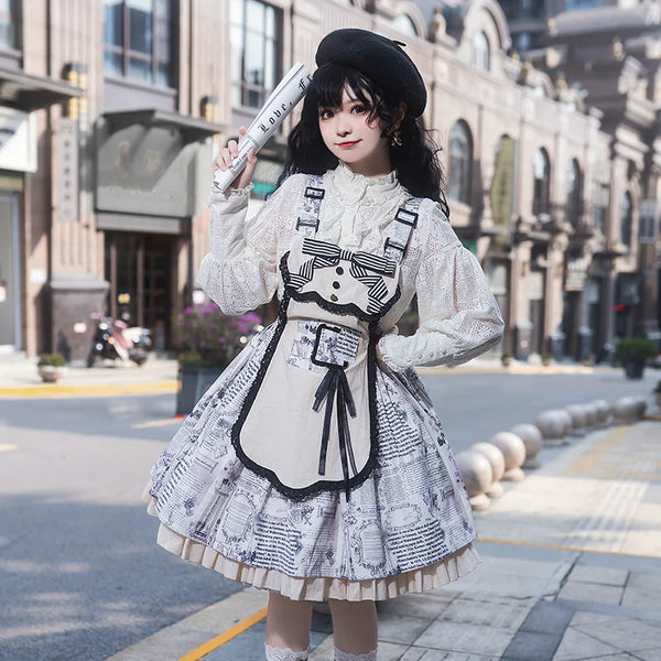 With PUJI - Berliner Zeitung - Lolita OP Dress, Print & Detachable Styling product view