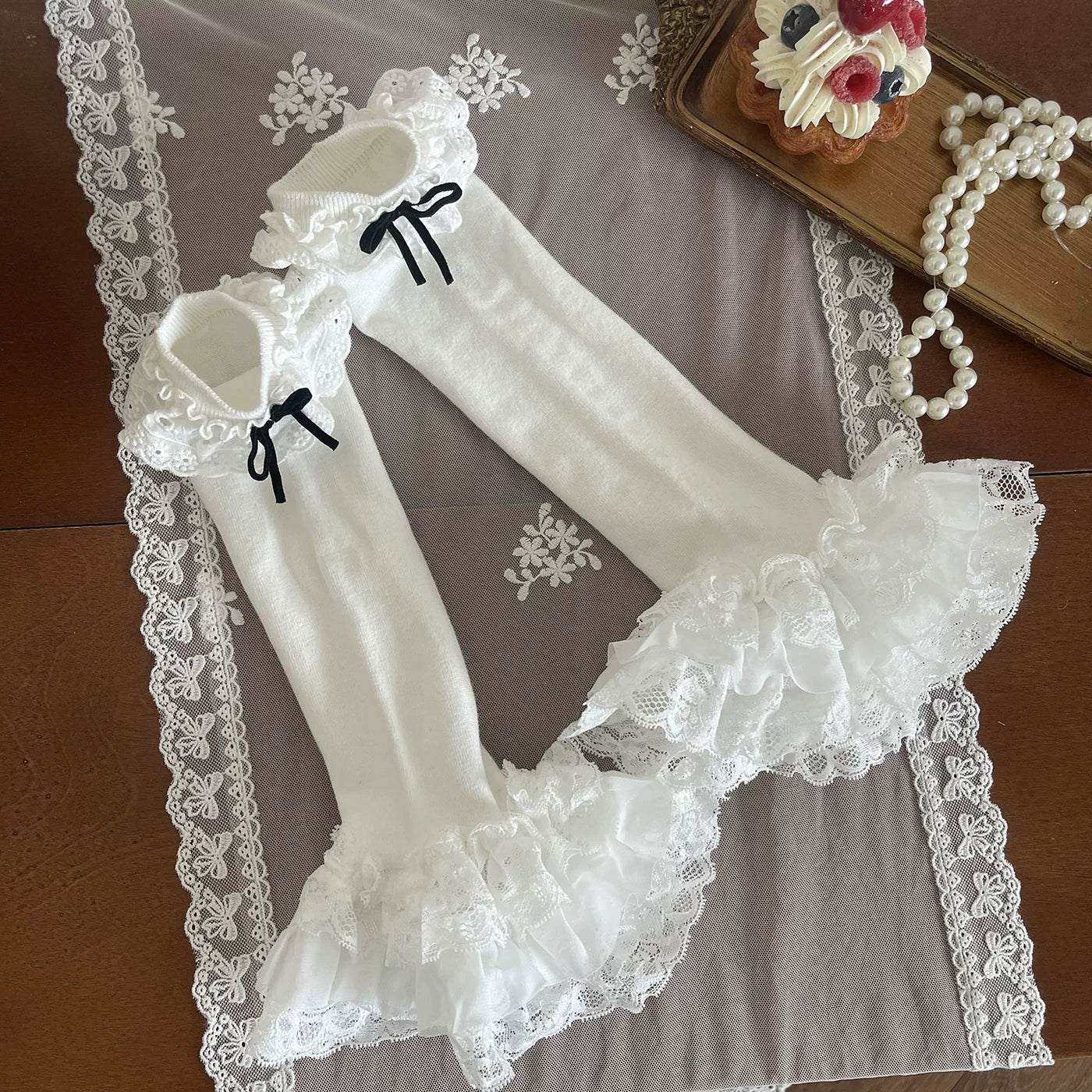 Sock Noble - Lace Layering - Lace Tights and Legwear Accessories with Ruffle Details
