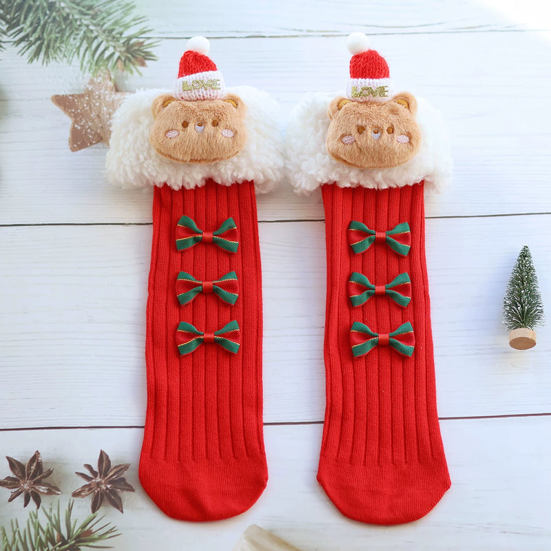 Christmas Light-Up Lolita Headwear & Accessory Options — Red Bear Sherpa-Style Socks