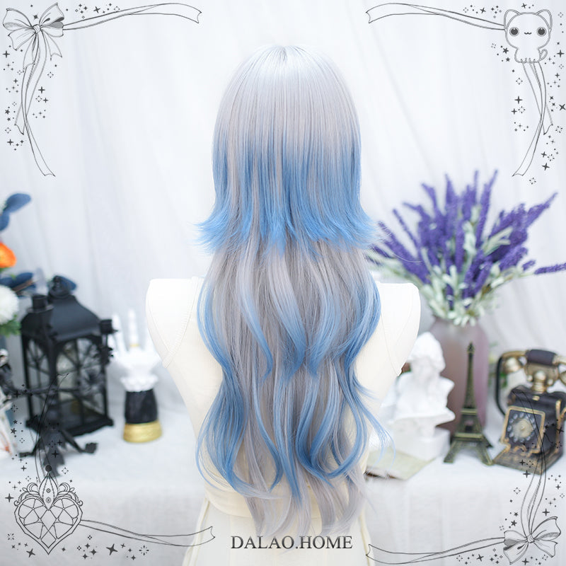 Dalao Home - Dalao - Natural Lolita Long Curly Gray Blue Wigs