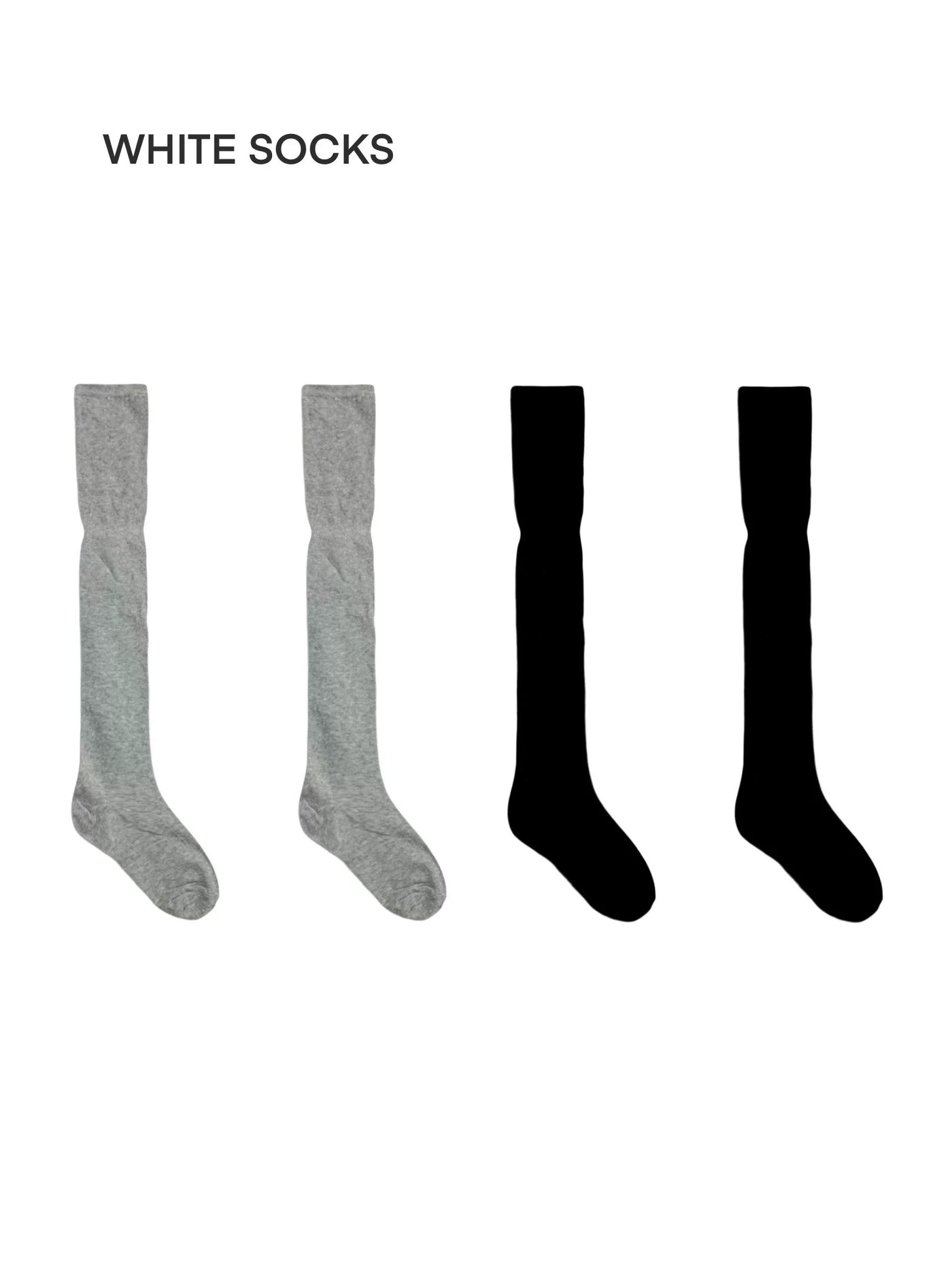 White Socks - Solid-Colour Slouch - Mid-Calf Socks with Gathered Folds