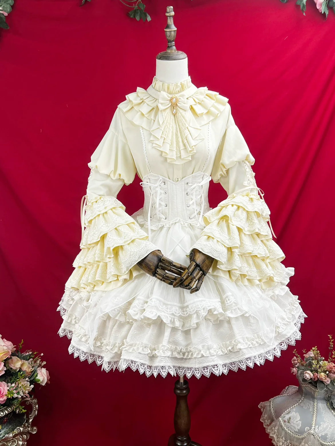 DMFS Lolita - Good and Evil Angel - Gothic Lolita SK Set, Retro Princess Sleeve Blouse