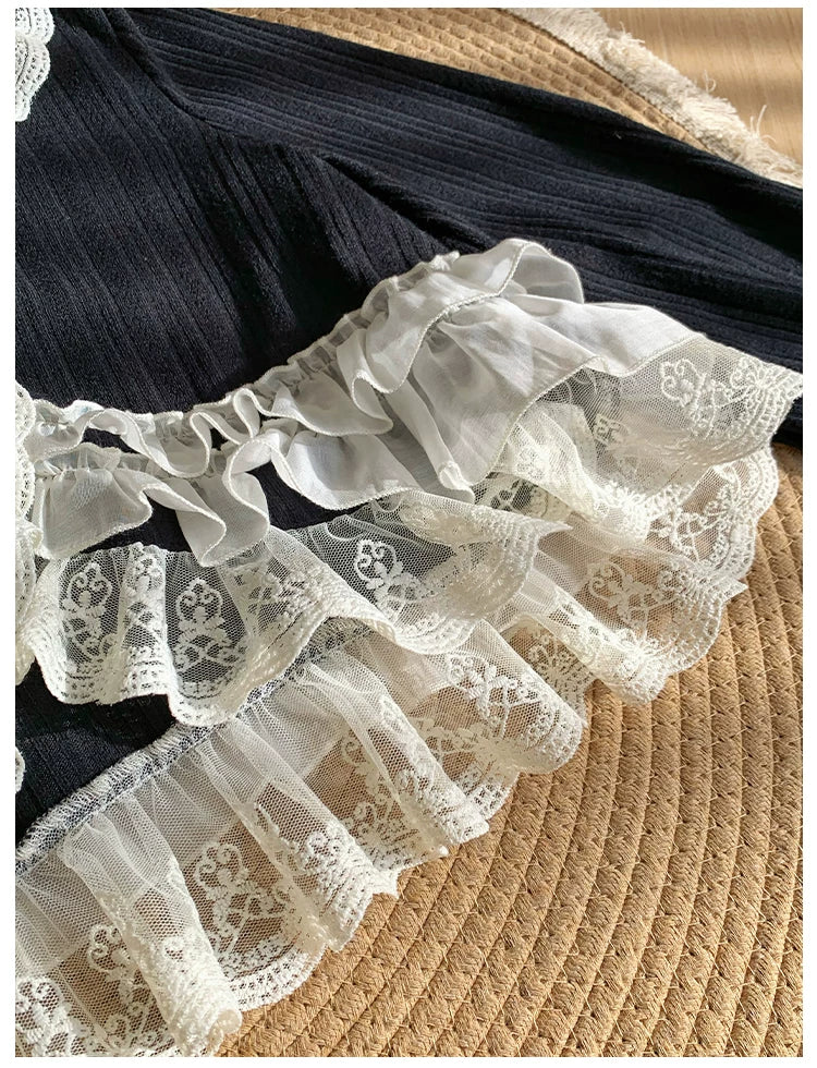 With PUJI - Bloom Period - Elegant Lolita Bolero, Layered Lace Ruffles