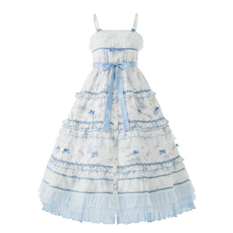 Lolita - Hua Fei Hua - Forget-Me-Not Blue Classic Lolita JSK