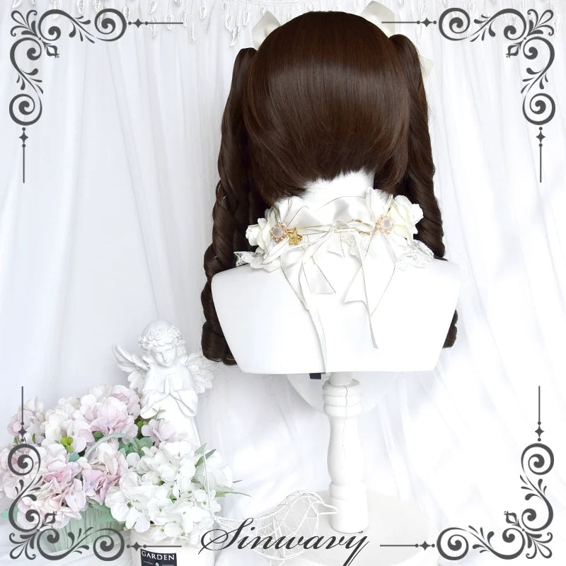 Sinwavy - Fairy Tale Town - Classic Lolita Wig Dark Brown Roman Curly Double Ponytail Wig