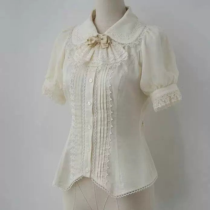 Sweetheart Dream Machine - Lace Collar - Lolita Blouse with a Lace-Trimmed Doll Collar