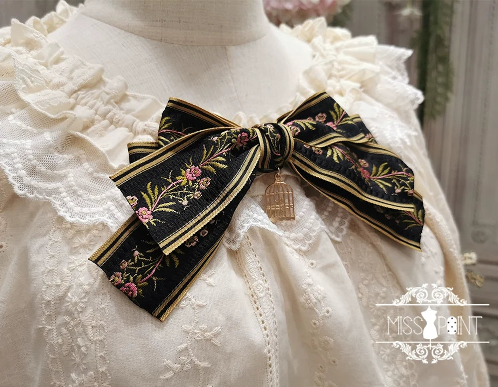 Praise of Abundance - Country Lolita Print Accessories Birdcage 2-in-1 Brooch (black) - Not Sold Separately