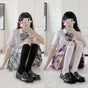 1 pair black + 1 pair white (43 cm long) / Thin velvet version