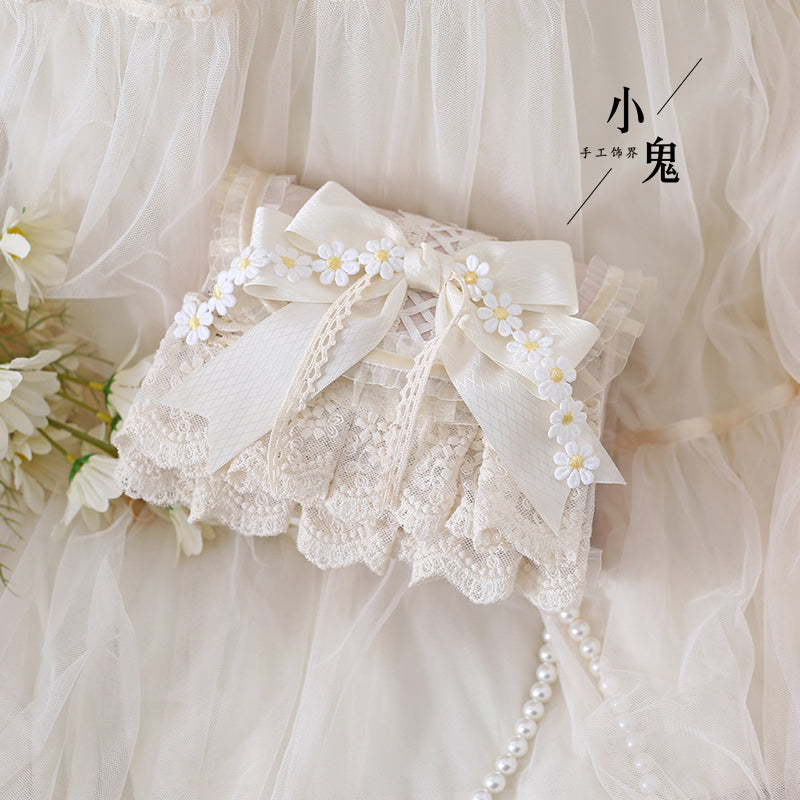 Xiaogui - Elegant Lolita Bag Daisy Pearl - Chain Lace Handbag Bag