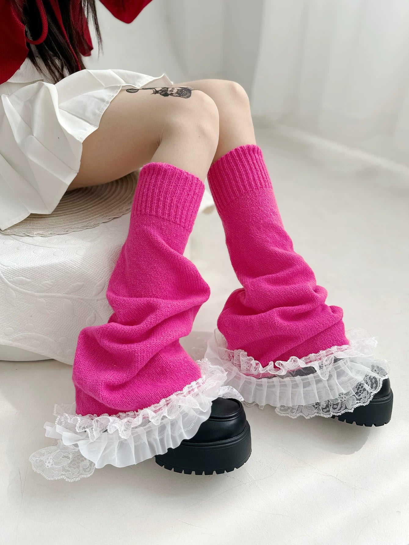 Fantasy Doll - Ruffle Flare - Leg Warmers with Flared Lace Cuffs