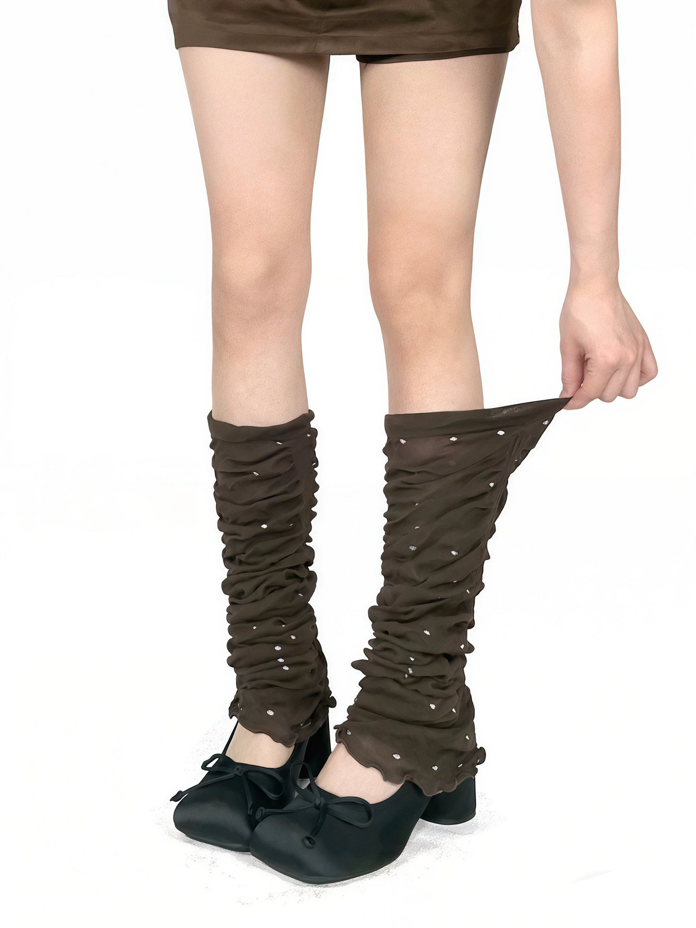 White Socks - Sweet Cool Academy - Polka Dot Ruched Leg Warmers