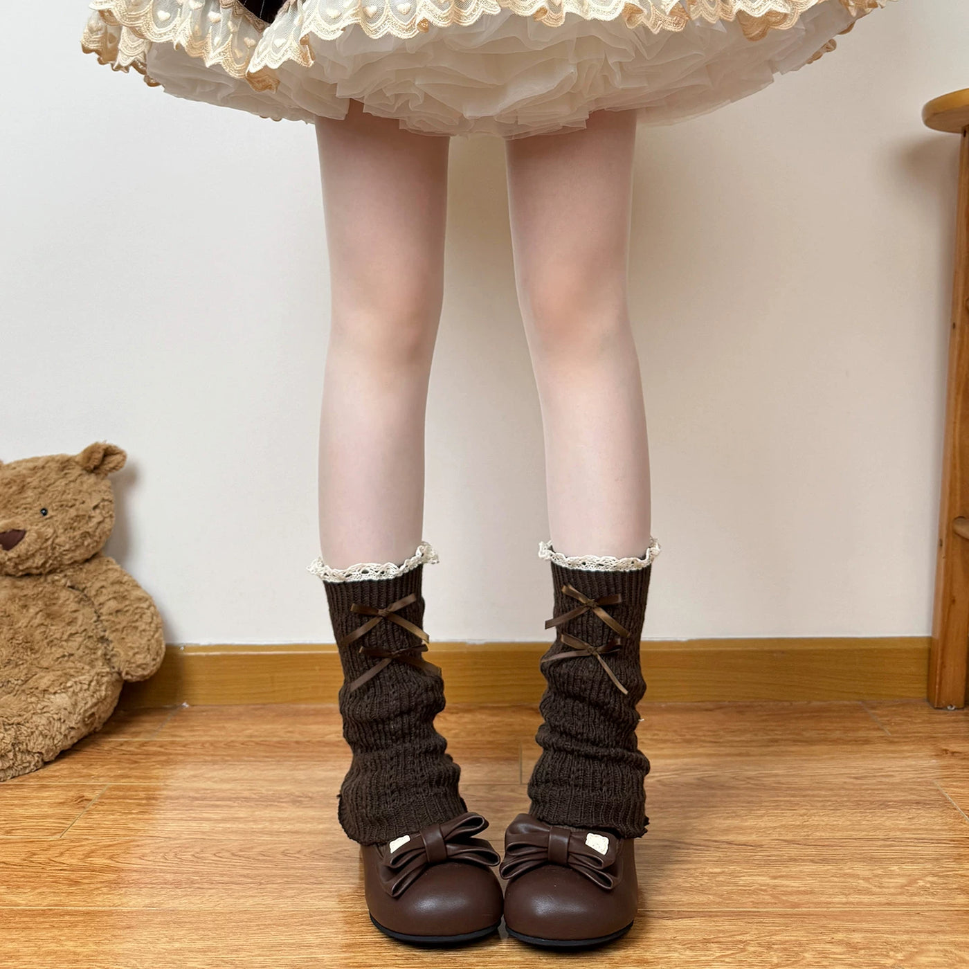 Chubby Bear Tales - Antique Doll - Slouchy Leg Warmers with Ribbon Bows
