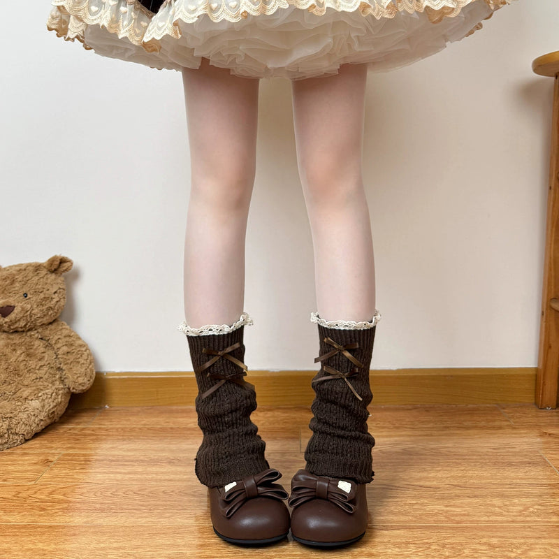 Chubby Bear Tales - Antique Doll - Slouchy Leg Warmers with Ribbon Bows