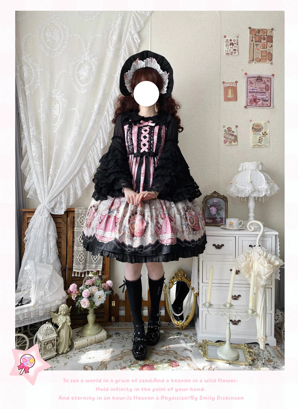 Thousand Wood - Doll Inspired Lace - Chiffon Inner Blouse with Layered Lace Sleeves