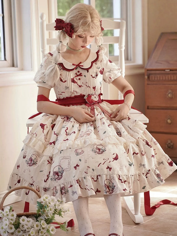 Yueele - Apricot Orchard - Plus-Size Sweet Lolita OP Dress - front view