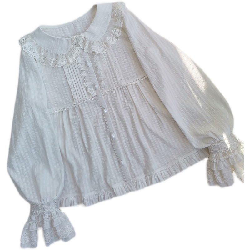 Yilia - Long Sleeve Lovely Lolita Cotton - Blouse Innerwear