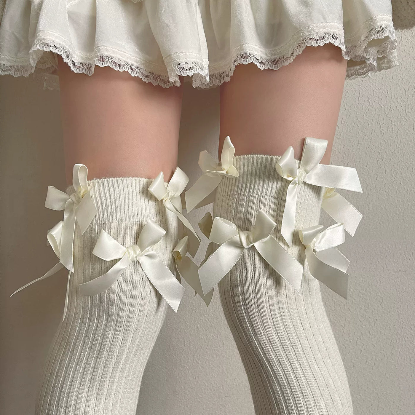 Sock Noble - Winter Ribbon - Over-the-Knee Socks with Satin Bows