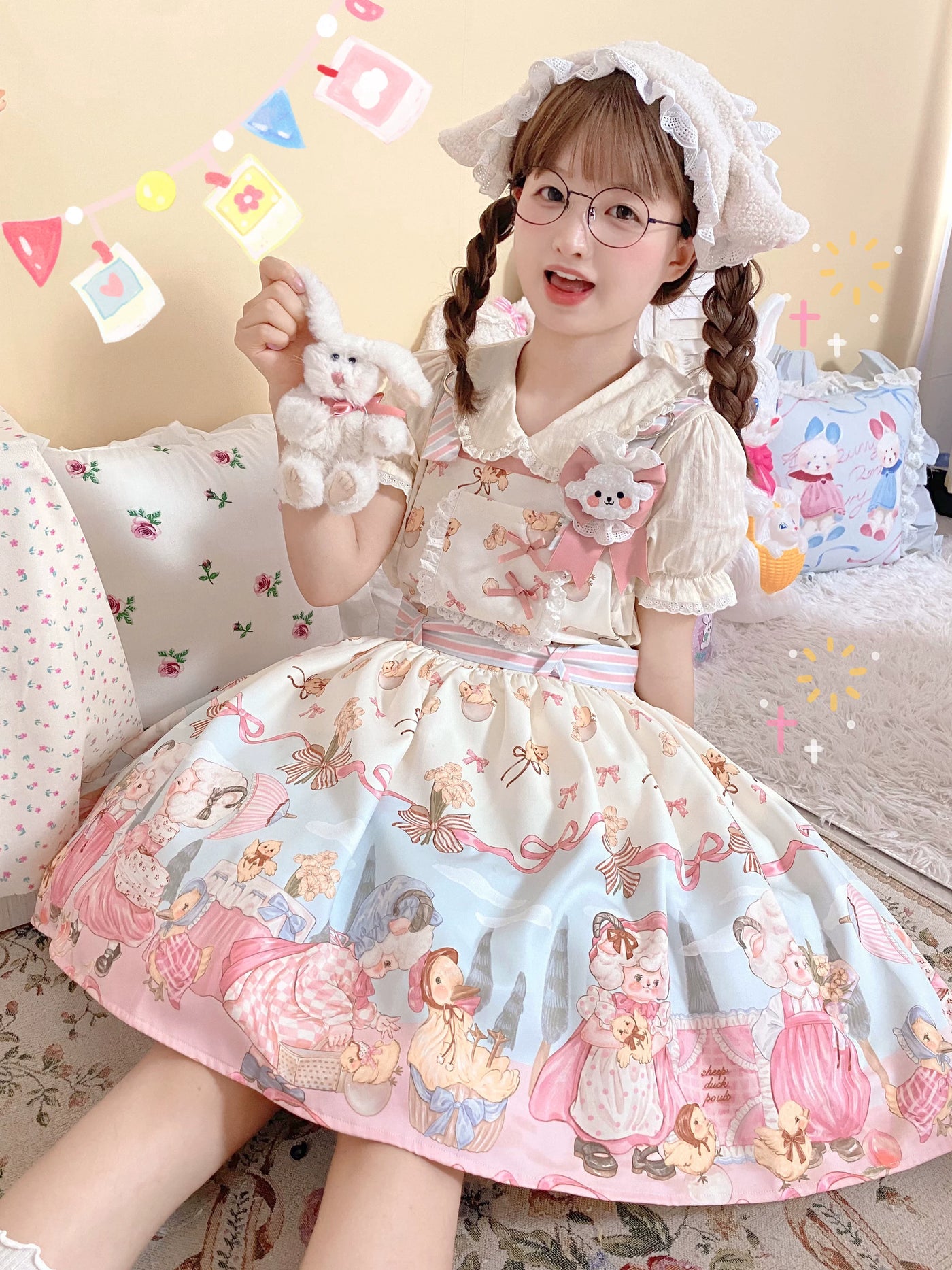 Cat Upon Cat - Sweet Lolita Coordinating Blouse - Cotton blouse