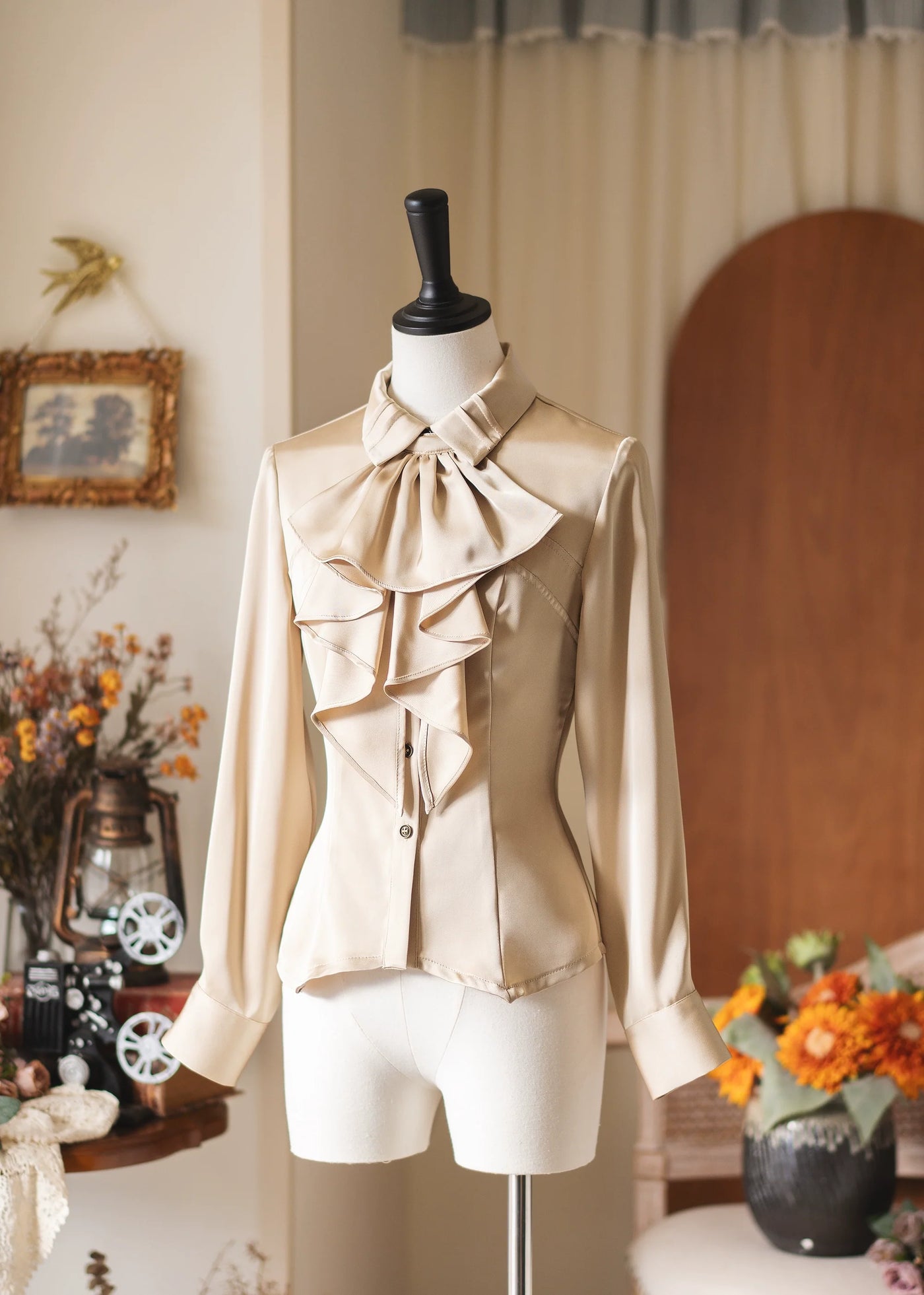 Forest Wardrobe - Forest Dew - Elegant Lolita Slim Fit Shirt, Detachable Jabot