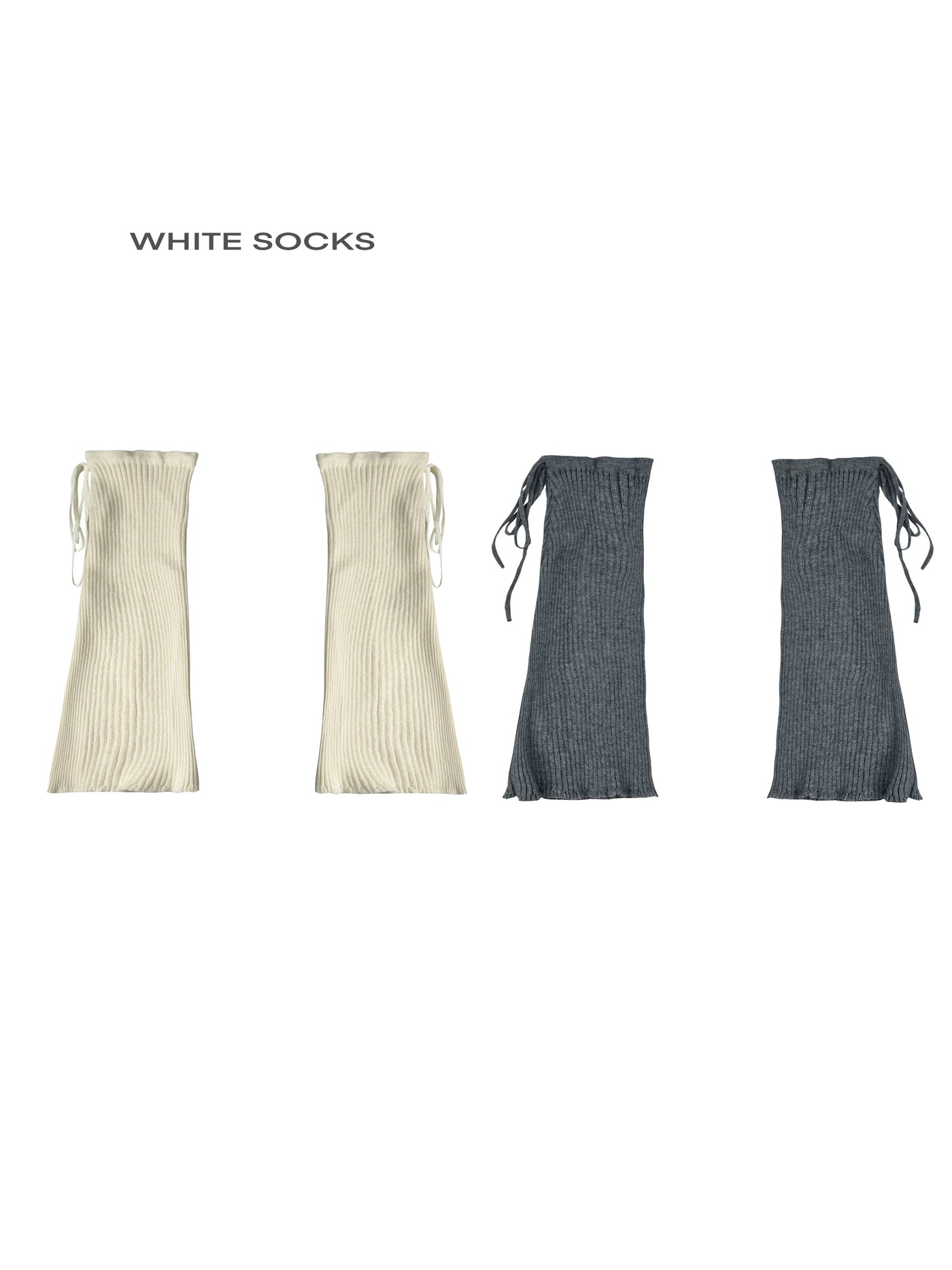 White Socks - Ribbed Contrast Covers - Sock Covers with long tie details