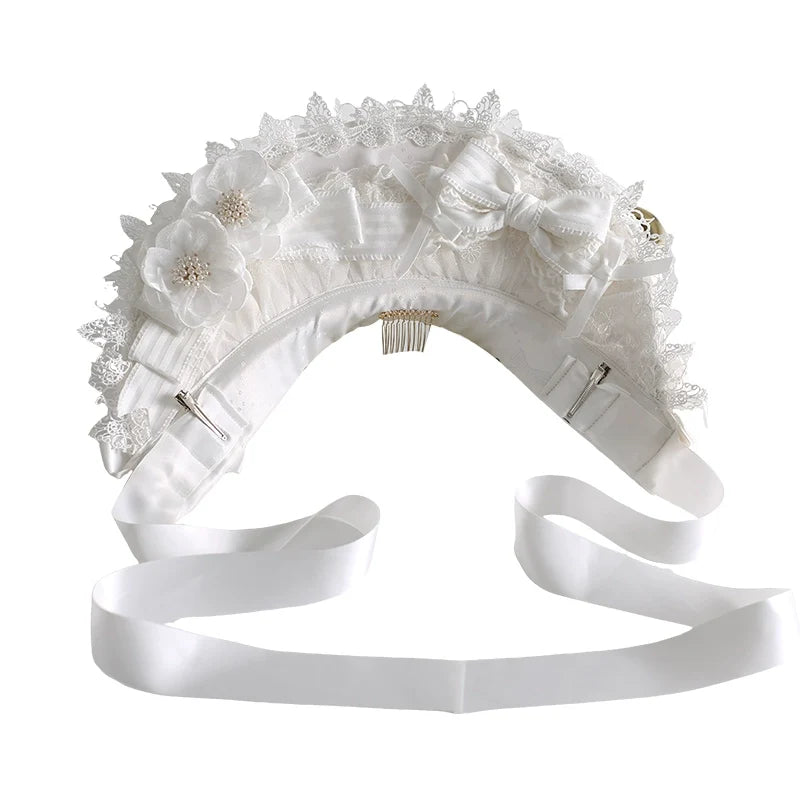 Xiaogui - Classic Lolita Lace Headdress Pure - White Lolita Head Accessory Headwear
