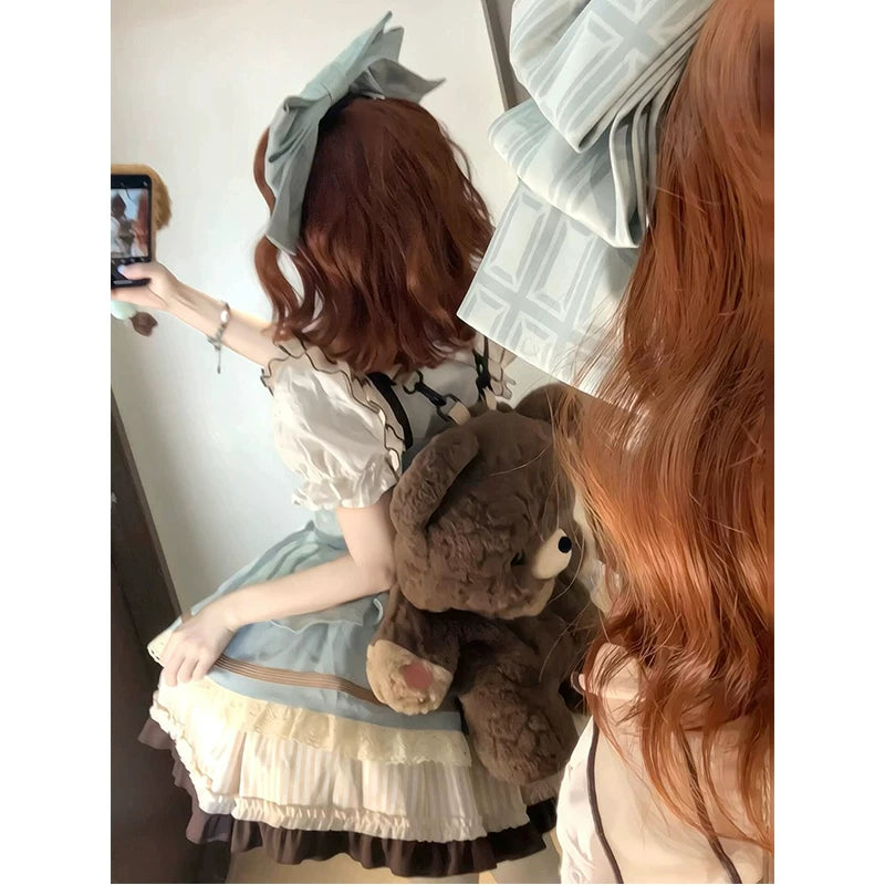Creamy - Mint Chocolate - Mint Chocolate JSK Set with a Short-Sleeved Shirt and Waist Bow