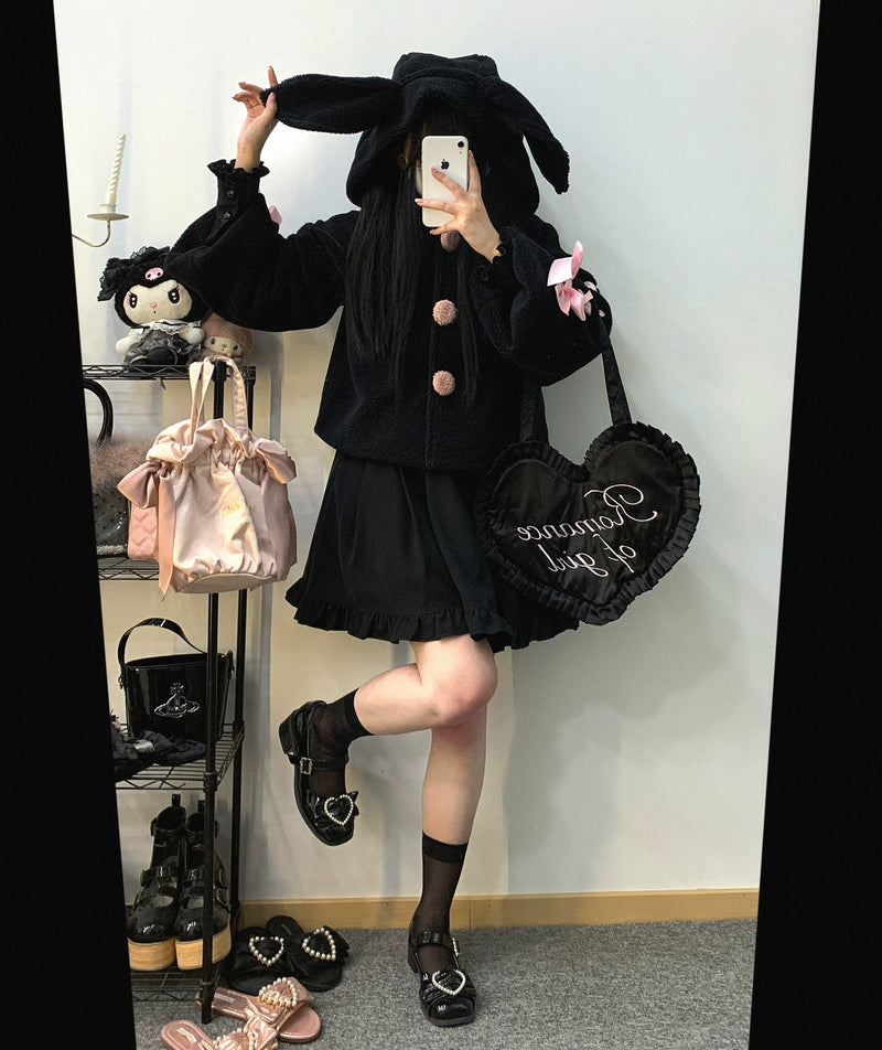 KittyBxllet Wanted Bunny Plush-Ear Buttoned Jacket — additional product view