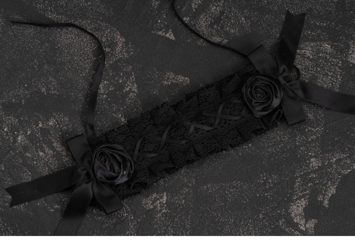 Strange Sugar - Gothic Handmade Black Rose Hairband - Headwear