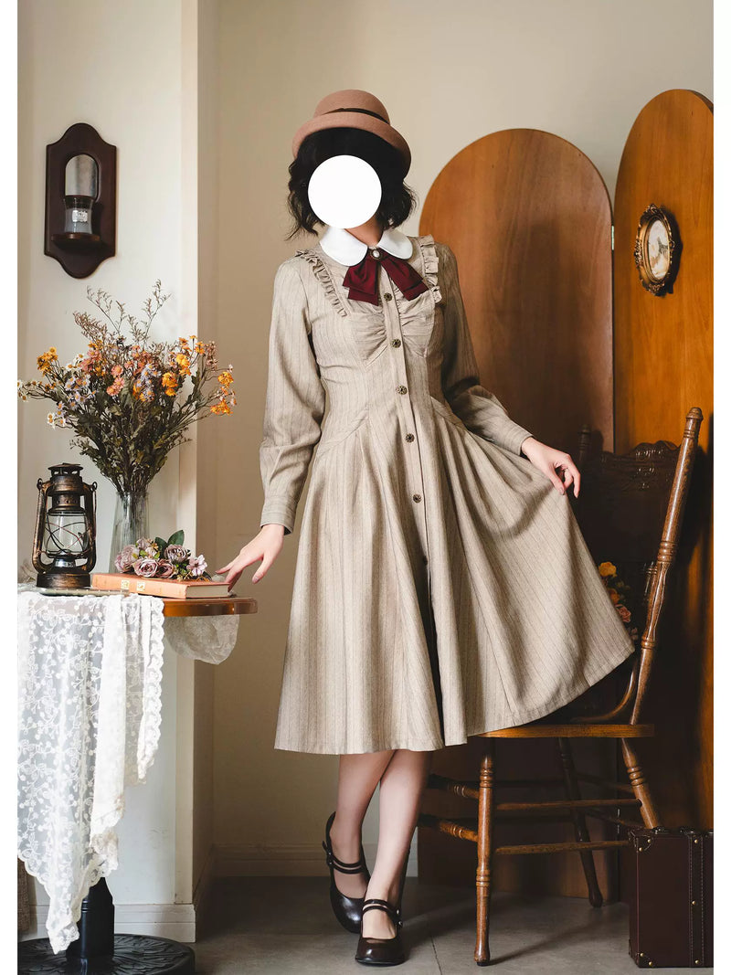 Forest Wardrobe - Forest Traveller - Striped Long-Sleeve OP Dress - 5