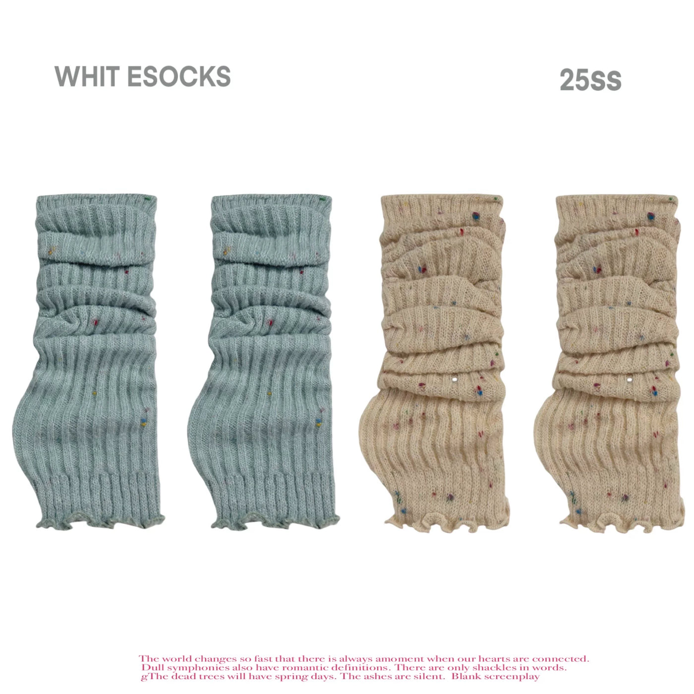 White Socks - Colorful Dot Knit - Slouch Leg Warmers with Colorful Dots