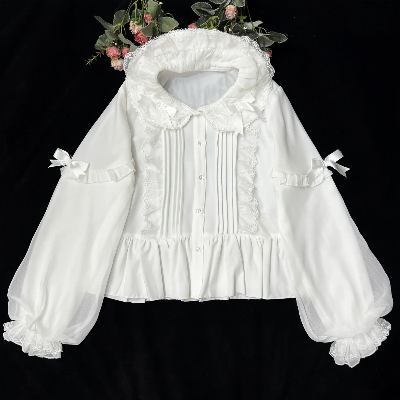 DMFS Lolita - Sweet Lolita Blouse Double-layered - Puff Sleeves Lolita Shirt Innerwear