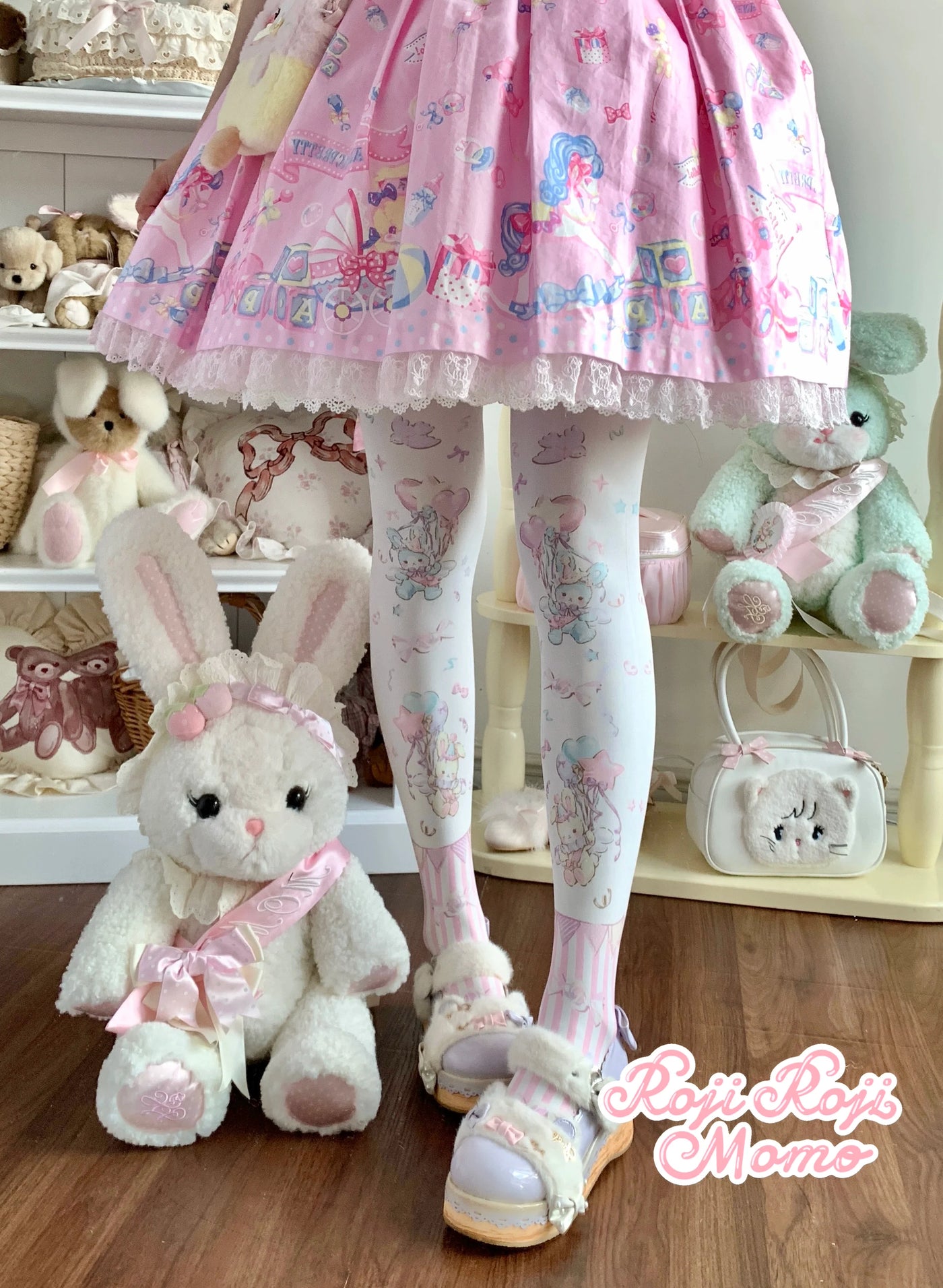 Roji Roji - Bunny Printed Sweet Lolita Pantyhose - Socks