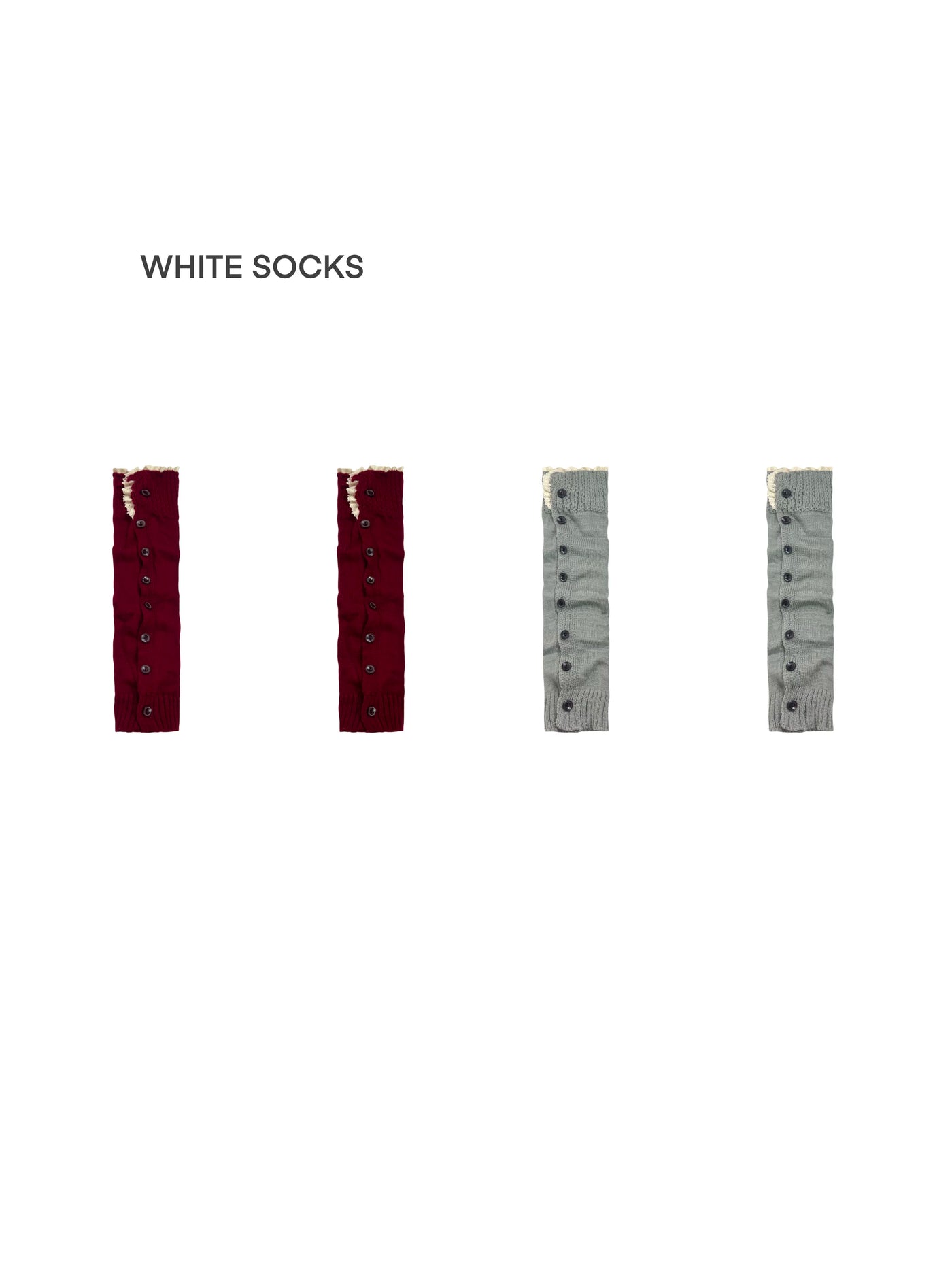 White Socks - Maillard Button Scrunch - Knit Leg Warmers with Side Buttons