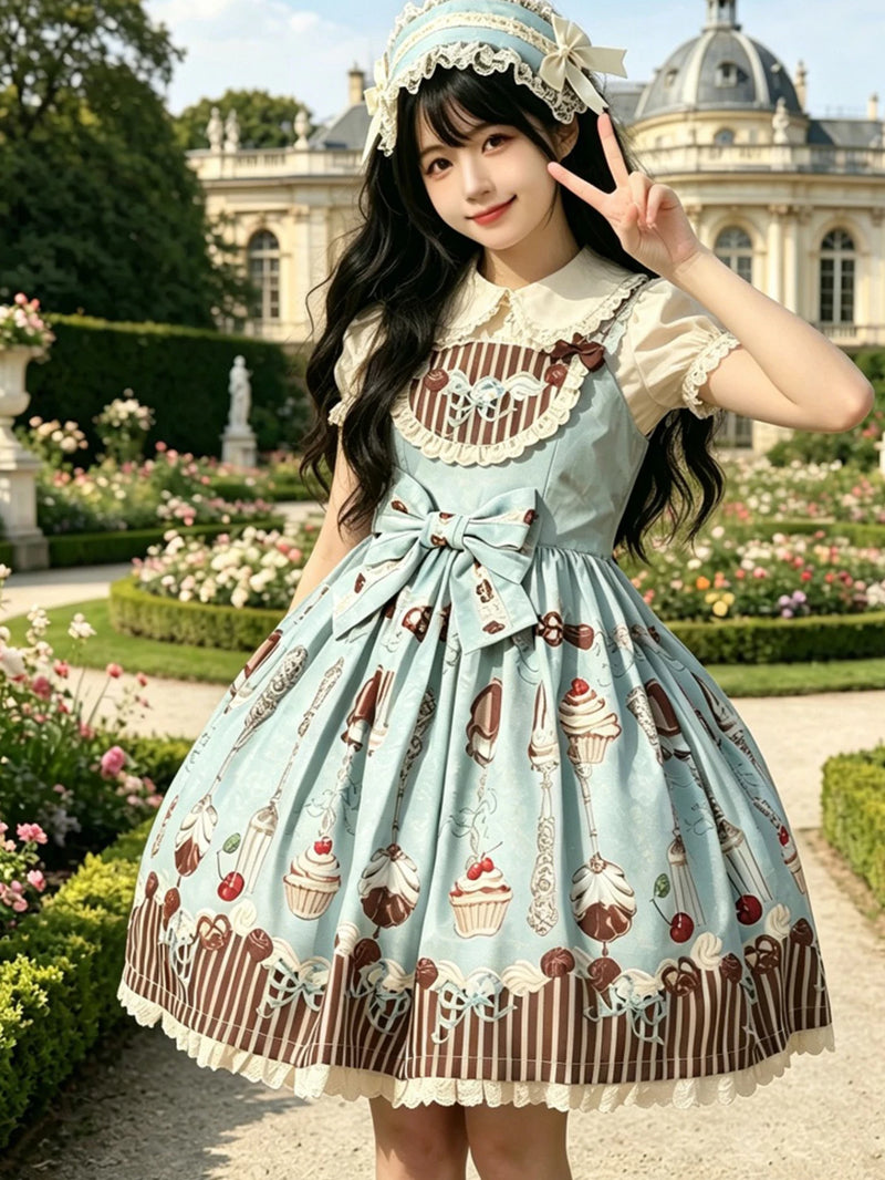 Yueele - Teal Garden - Plus-Size Lolita JSK - detail view 3