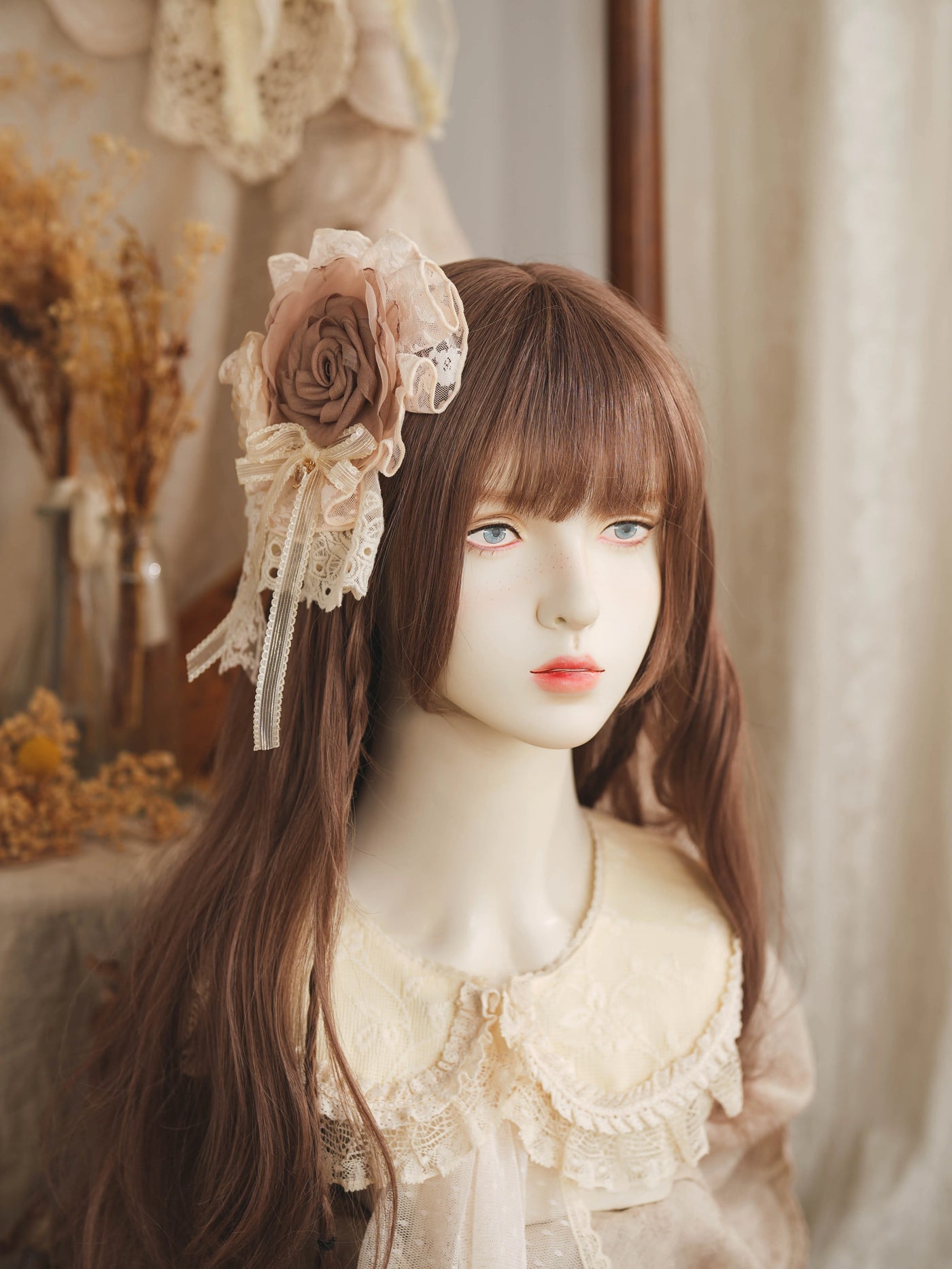 Star Box - Nightingale and Rose - Dried-Rose Lace Floral Hair Accessory