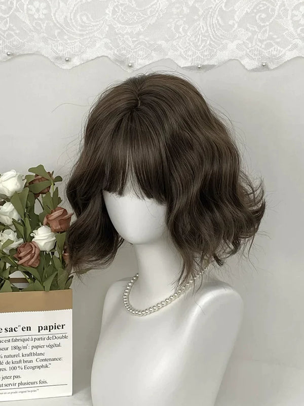 Cool brown short wool-curl wig - view 1