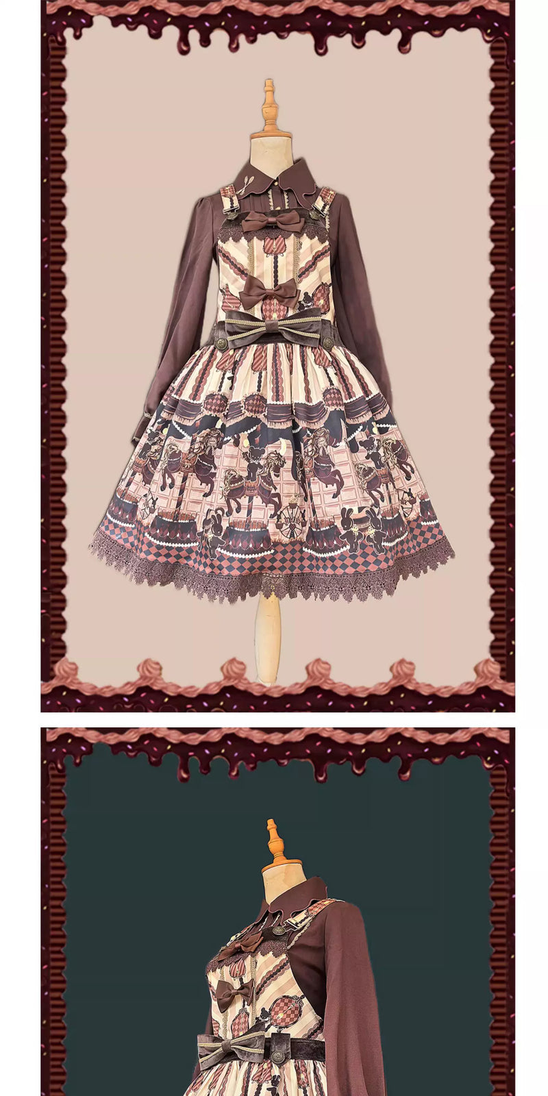 Infanta - Chocolate Carousel - Cotton Sateen Suspender Dress