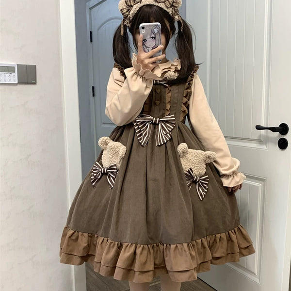 Yueele - Cocoa Apricot - Plus-Size Lolita Outfit Set - front view