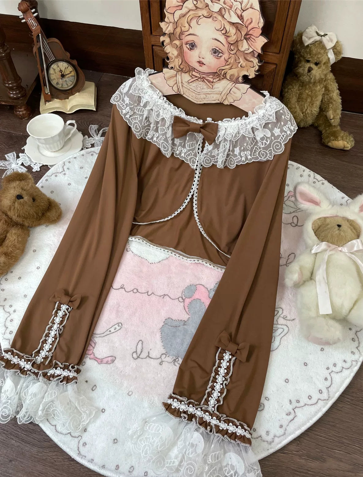 Star Fantasy - Rainbow Sorbet - Long-Sleeve Inner Layer Top with Lace Collar