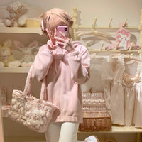BabyFaceGirl - Sweetheart Pleats - Shoulder Tote Bag with Dimensional Heart Detail - Pale Pink Medium