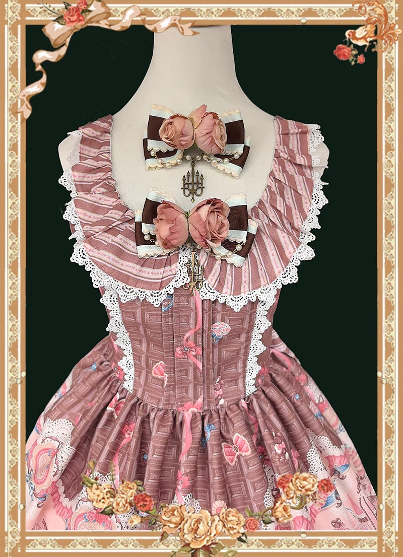 Infanta - Candy House - Old School Lolita Cake Print JSK Dress, Side Zipper