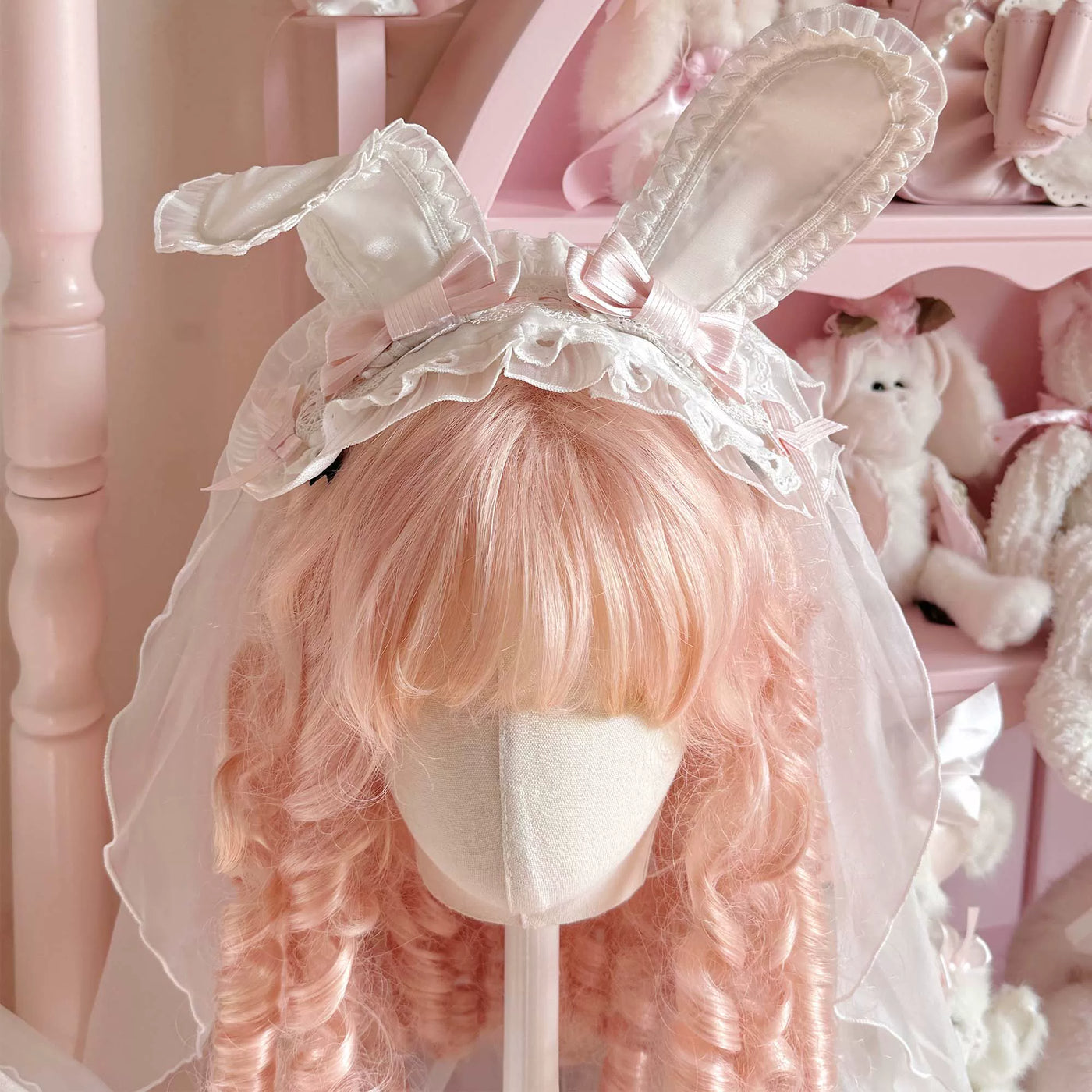 Moon Lily - Love Snow - White-and-Pink or Pure-White JSK with Layered Lace and Bows