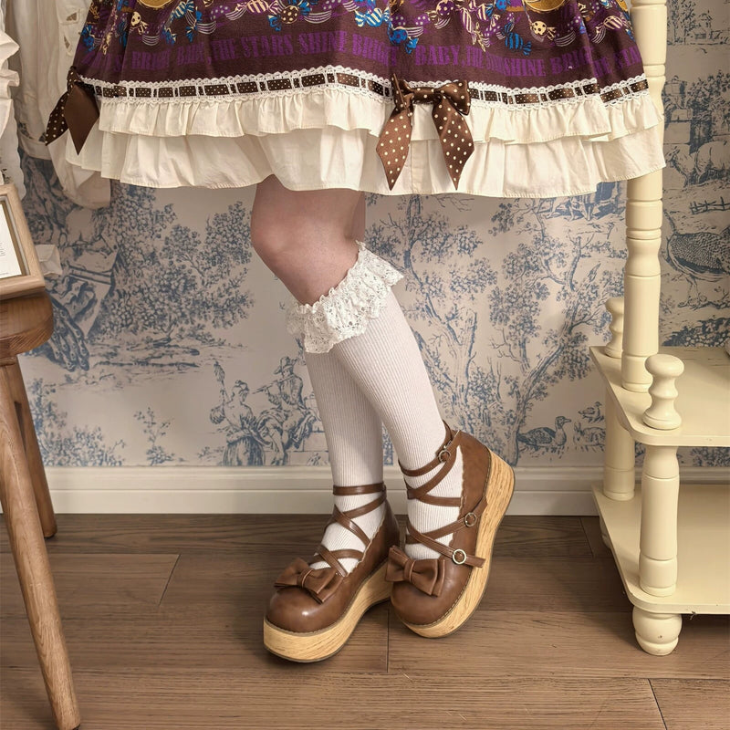MODO Puff Tata Brown Edition Bow Platform Lolita Shoes – design details – view 4