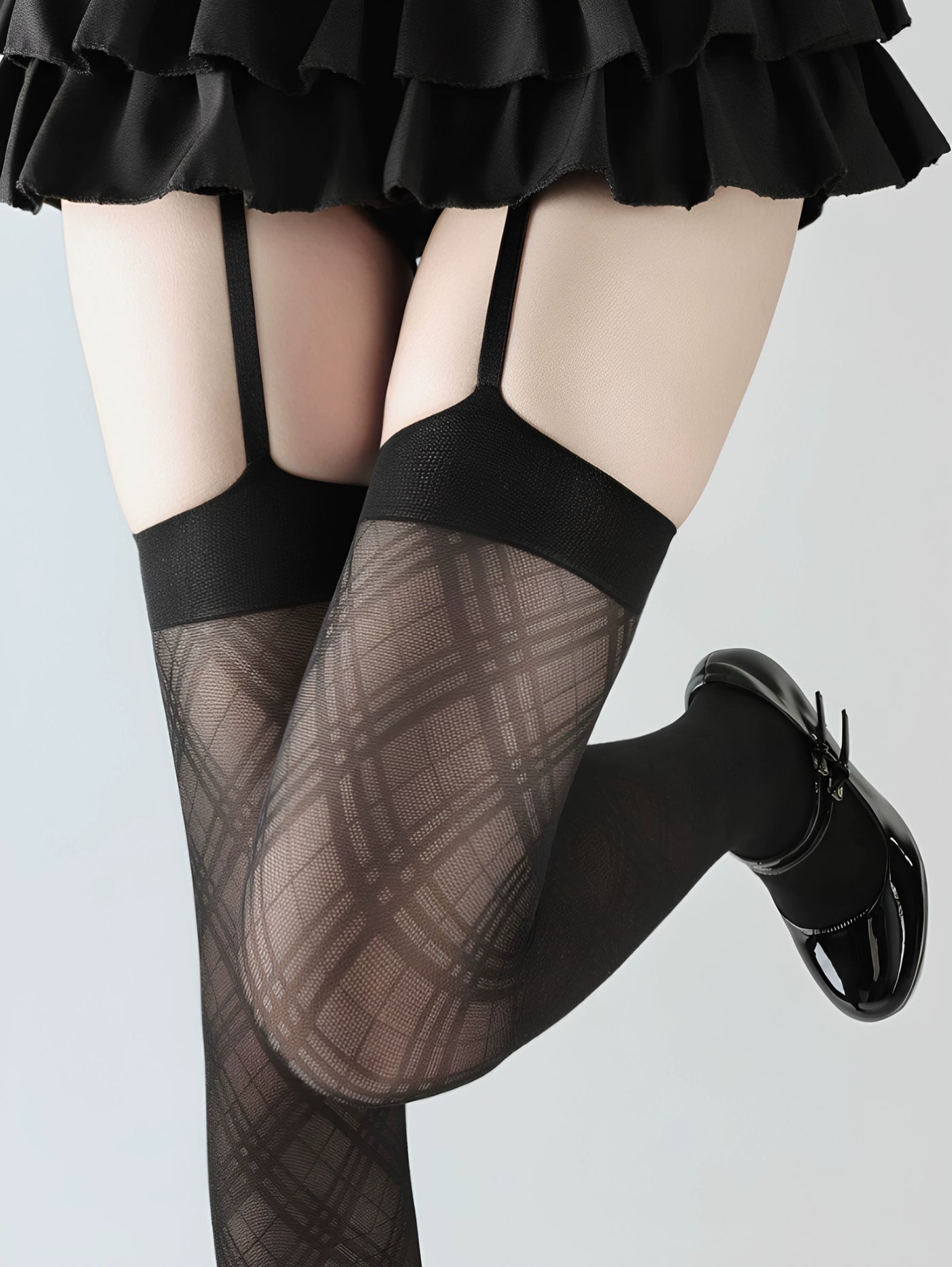 Fantasy Doll - Floral Openwork - Suspender-Style Lace Tights with Thigh Straps