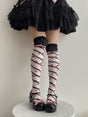 New version wide-stripe black-pink color / Over-the-knee socks