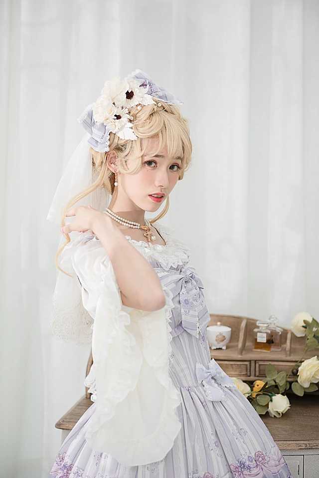 Rose of Sharon - Pearl Chain Lace Bow Lolita Kawaii - Necklace Neckwear