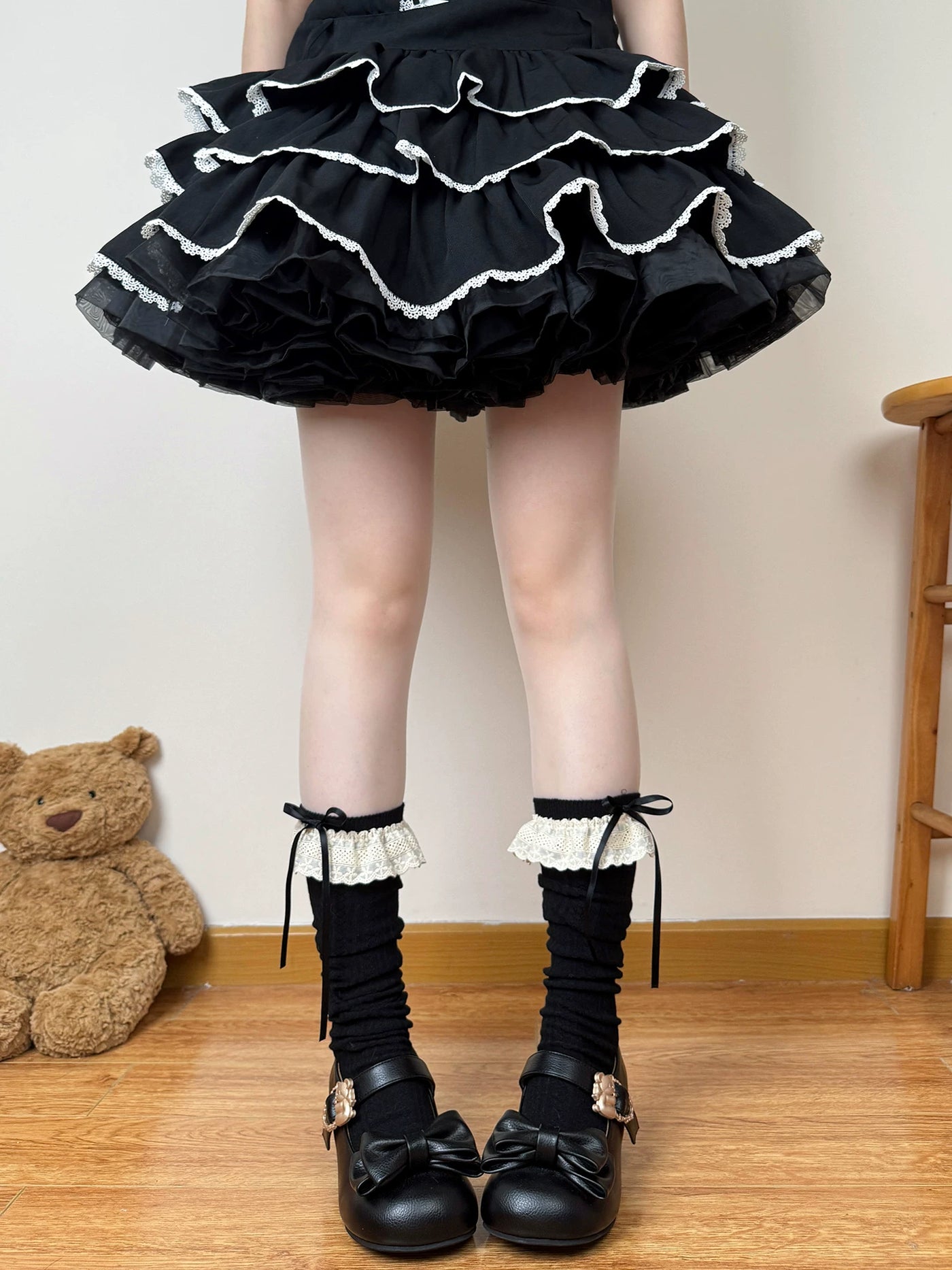 Chubby Bear Tales - Antique Doll - Calf Socks with Stacked Lace Ruffles