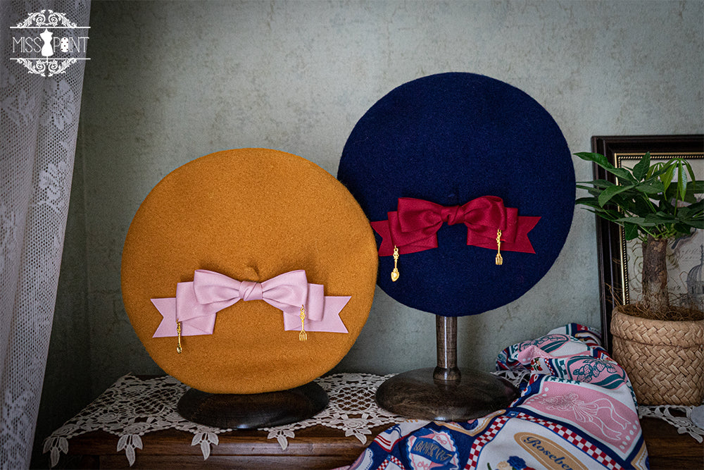 Berry Rose Lolita Accessories Collection KC Beret Necklace yellow beret