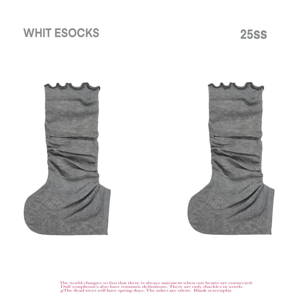 White Socks solid-colour slouch calf socks shown as a complete grey pair